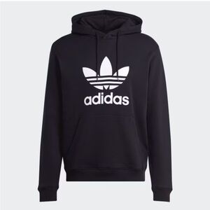 Adidas Men's Trefoil Hoodie in Black with White Logo